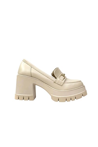 bescobel Pantofi Leofer cu toc înalt Ponsa bej de damă