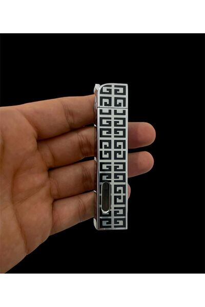 Silvio Monetti GÜMÜŞ SİYAH DESENLİ PÜRMÜZLÜ METAL ÇAKMAK 109371