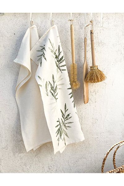 Allegorie.Co Olive Branch Hand Printed 2-Piece Drying Cloth