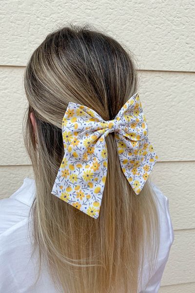 By Nur Erten Yellow Crispy Floral Bow Hair Clip