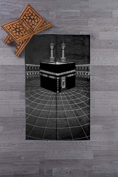 EY HOME Digital Printed Washable Kaaba Motif Stylish Design Prayer Rug Prayer Mat 70X130