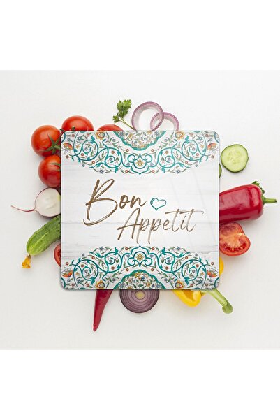 Decovetro Glass Presentation Serving Plate Square Bon Appetit Patterned 30 X ...