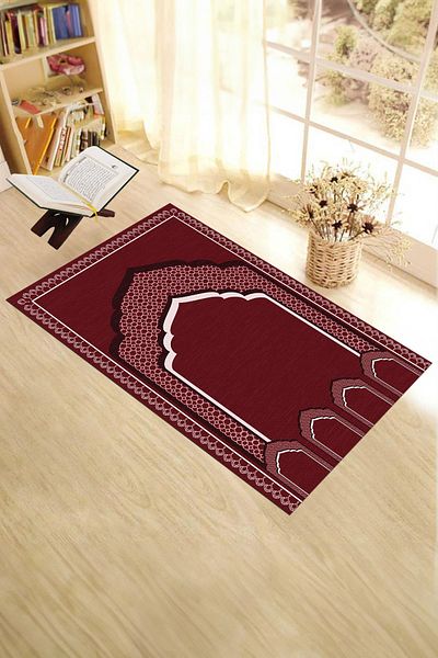 EY HOME Motiv de amvon imprimat digital Covor de rugăciune lavabil 70x130, Seccade-2-roșu,
