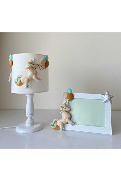 happy babies Unicorn Fügürlü Krem Rengi Kız/erkek Çocuk Odası Tasarım Abajur ...