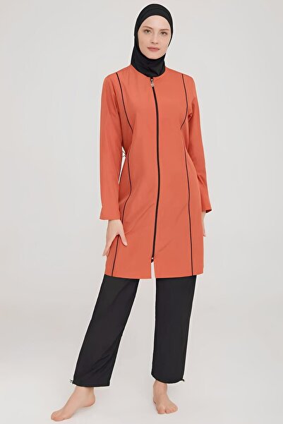 MEBA Cinnamon Plus Size Parachute Full Covered Hijab μαγιό - Μπροστινό φερμουάρ