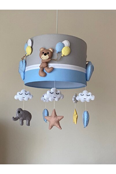 atölye ay ışığı Karışık Hayvan Figürlü Mavi Gri Erkek Bebek Çocuk Odası Avize
