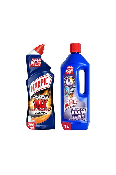 Harpic Toilet Cleaner Original 750 ml Drain Opener Cleaning Gel 1l