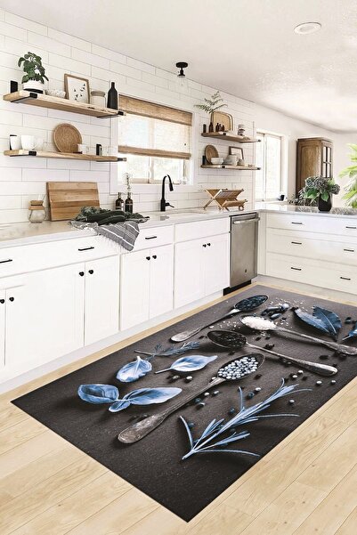 EY HOME 3D Dijital Baskılı Kaymaz Taban Baharat Temalı Yolluk Mutfak Halısı