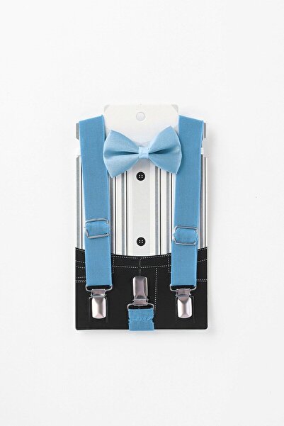Banamio Set papion și bretele pentru pantaloni - ALBASTRU