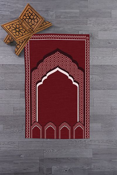 EY HOME Motiv de amvon imprimat digital Covor de rugăciune lavabil 70x130, Seccade-2-roșu,