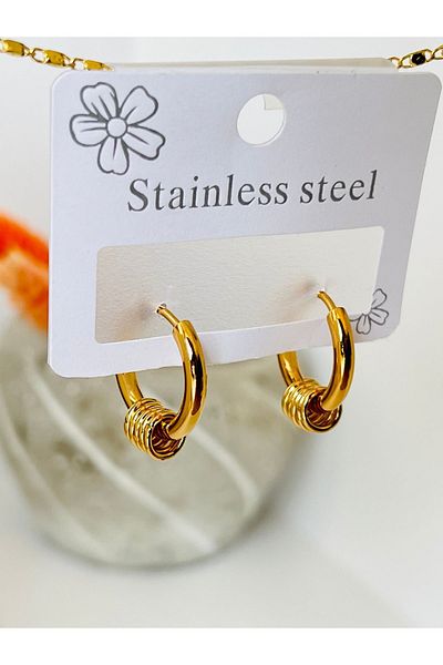KOALA COMPANY 1.5 cm Wide Sequined Steel Gold Hoop Earrings - Non-Tarnish and Allergy-Free