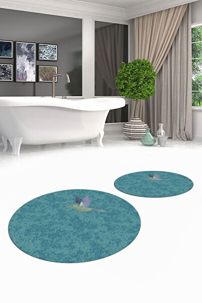 EY HOME Цифровий пральний нековзний сучасний набір для ванної кімнати з пташиним візерунком, круглий унітаз