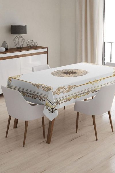Çt Çeyizci Tekstil Față de masă unică rezistentă la pete 120x150cm imprimată digital și cu model