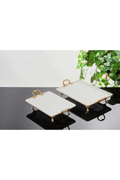 AlyaHomeAksesuar Gala Ikili Kulplu Porselen Servis Altın