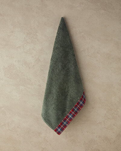 English Home Зелена карирана уютна памучна кърпа за лице