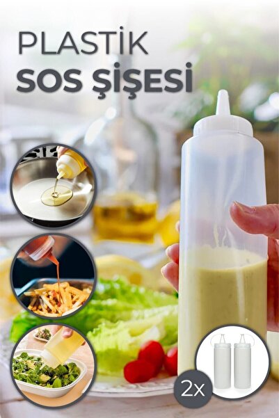 Vi Caro 2 قطعة زجاجة صلصة 700 مل مع غطاء بلاستيكي مانع للتسرب 2 قطعة