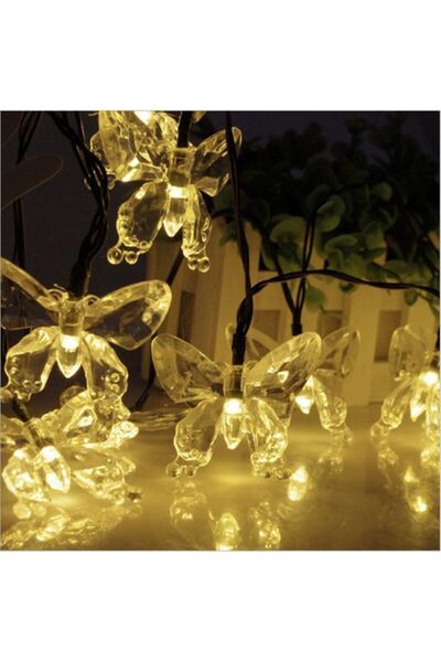 Schulzz 30 Led 4 Metre Güneş Enerjili Kelebek Gün Işığı 8 Mod Led Bahçe Teras...
