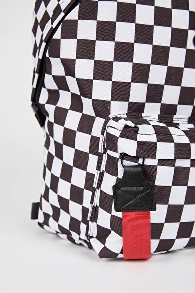 DeFacto Checkerboard Patterned Unisex School Backpack - Self-Healing, Water Repellent V3075azns