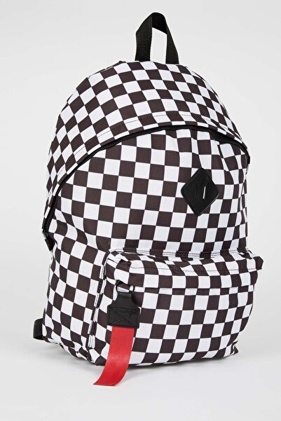 DeFacto Checkerboard Patterned Unisex School Backpack - Self-Healing, Water Repellent V3075azns
