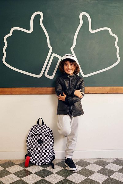 DeFacto Checkerboard Patterned Unisex School Backpack - Self-Healing, Water Repellent V3075azns