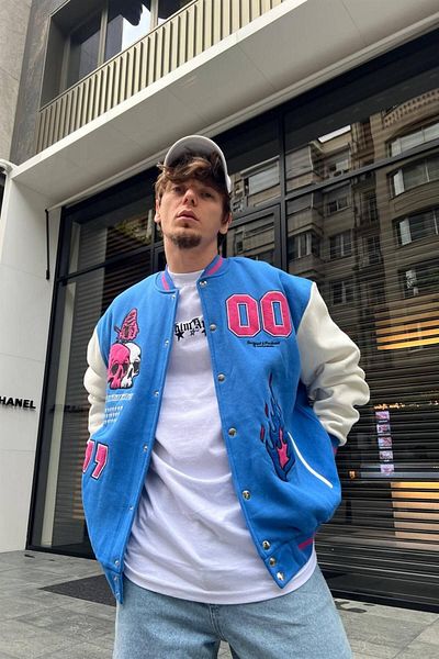 NEWLAKER Унисекс голямо яке 77 Worldwide Bomber College Jacket