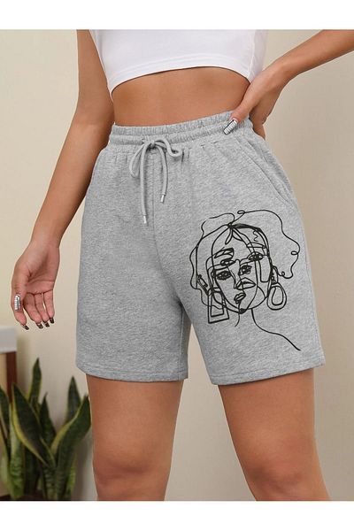 LAND MODA Figure Printed Black Women's Shorts