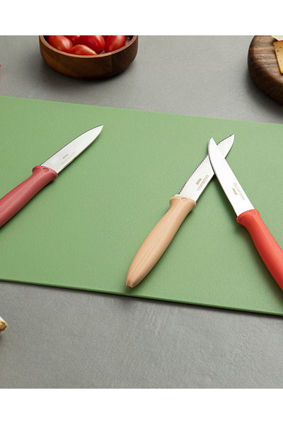 English Home Pirge Cut Me Paslanmaz Çelik 3 Parça Bıçak Kırmızı