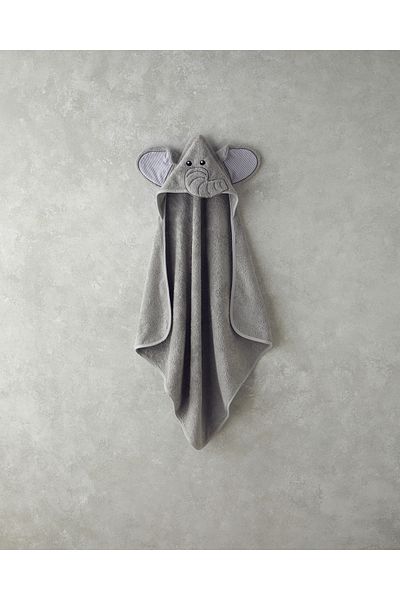 English Home Gray Elephant Cotton Baby Towel