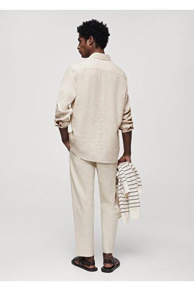 MANGO Man %100 keten regular kesim gömlek