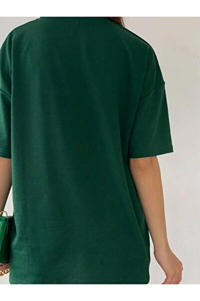 Boi Πράσινο μπλουζάκι Unisex με λαιμόκοψη Oversize - Γυναικείο κοντομάνικο καλοκαιρινό μπλουζάκι