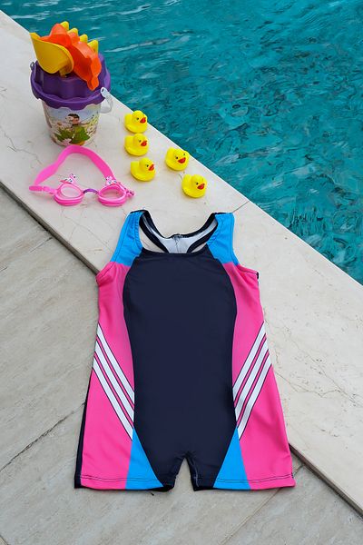 Eke Tekstil Girl's Pink Blue Swimsuit with Shorts