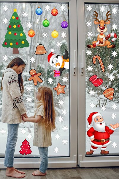 Kt Grup Новорічна наклейка Санта Клаус Пінгвін Олень Новорічна ялинка І сніжинки