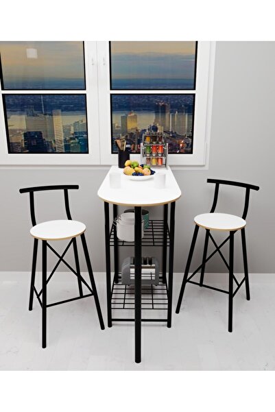eportatif 2 Kişilik Mutfak Masası Mutfak Bar Masa Sandalye Takımı Katlanır Ba...
