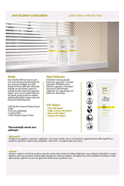Rimu Health Products Lekeli Ciltler Için Cilt Tonu Eşitleyici 50 Spf Güneş Kremi