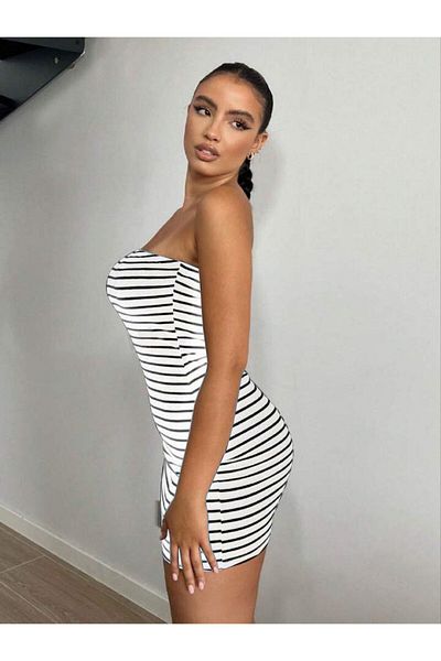 Moka Shopin Rochie de damă mini camisole cu dungi