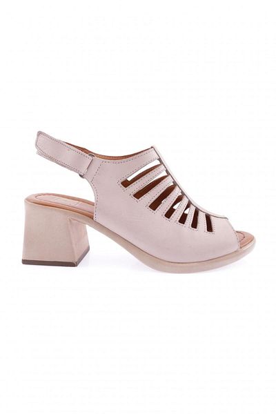 DGN Genuine Leather Low-Cut Striped Sandals - Chunky Heel 231123219