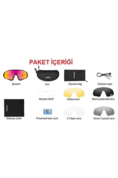 KAPVOE Wind Değişebilir 5 Lens Mtb Polarize Bisiklet Spor Dağ Kayak Gözlüğü