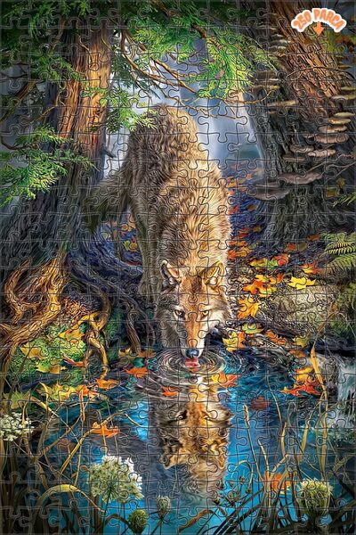 Teona Ahşap Vahşi Kurt Dekoratif Çift Katlı Çerçeveli Asılabilir Ahşap Puzzle...