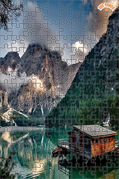 Teona Ahşap Denizin üstündeki ev Dekoratif Çift Katlı Çerçeveli Asılabilir Ah...