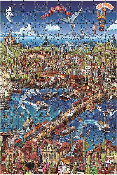 Teona Ahşap İstanbul 1895 Dekoratif Çift Katlı Çerçeveli Asılabilir Ahşap Puz...