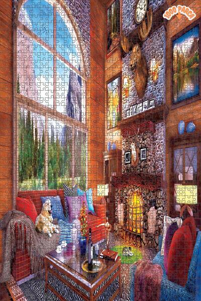 Teona Ahşap Dağ Evim Dekoratif Çift Katlı Çerçeveli Asılabilir Ahşap Puzzle 2...