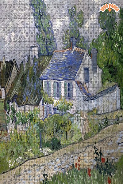 Teona Ahşap Auvers'deki Evler - Vincent Van Gogh Çift Katlı Çerçeveli Asılabi...