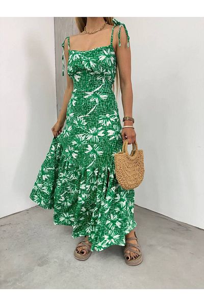 BİKELİFE Damenkleid mit Wickeldesign und Schlitz und Seilriemen