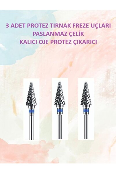 Helios Çelik Protez Tırnak Freze Uçları Protez Çıkarıcıları Üçlü Paket Mızrak Uçlu