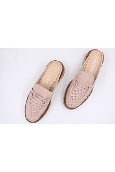 PerPiede Zımbalı Arkası Açık Deri Kadın Ayakkabı