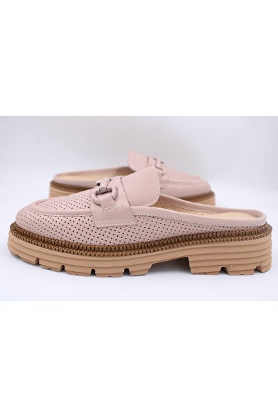 PerPiede Zımbalı Arkası Açık Deri Kadın Ayakkabı