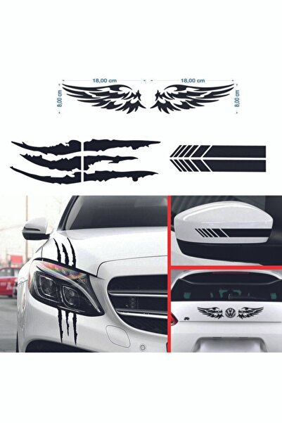 HMNL Oto Sticker Mega 3lü Paket Dikiz, Kanat, Monster Pençe, Sticker