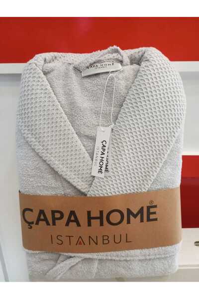 Çapa Home %100 PAMUKLU SU ÇEKEN ÇİFT CEPLİ BORNOZ