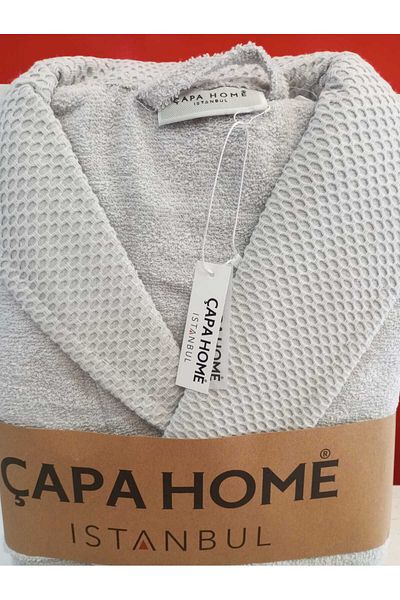 Çapa Home 100% Cotton Water Drawing Double Pocket Bathrobe