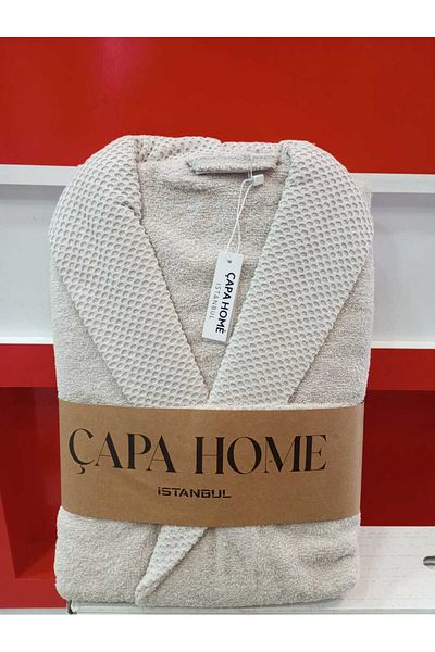 Çapa Home 100% Cotton Water Drawing Double Pocket Bathrobe